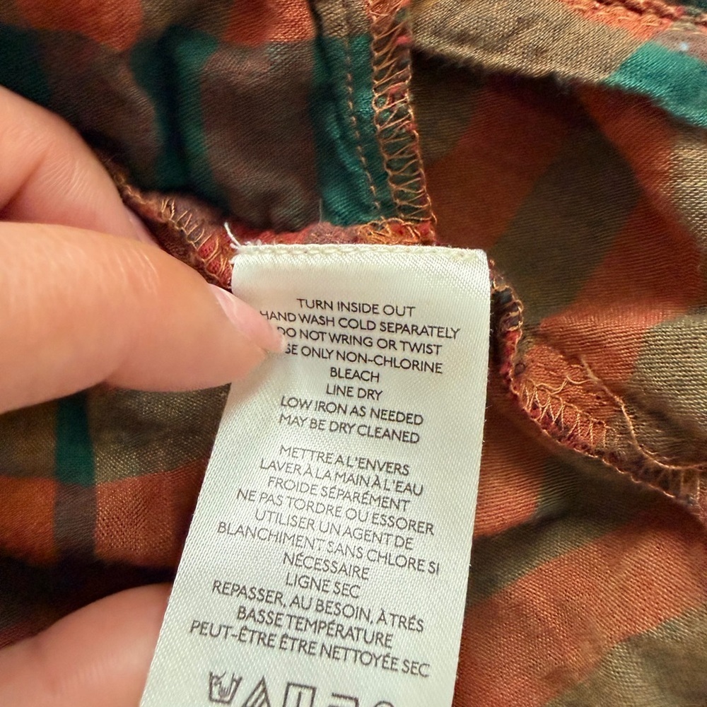Free People Charlotte Plaid Tunic Multicolor Plaid Smocked Blouse or Mini Dress - Picture 12 of 13